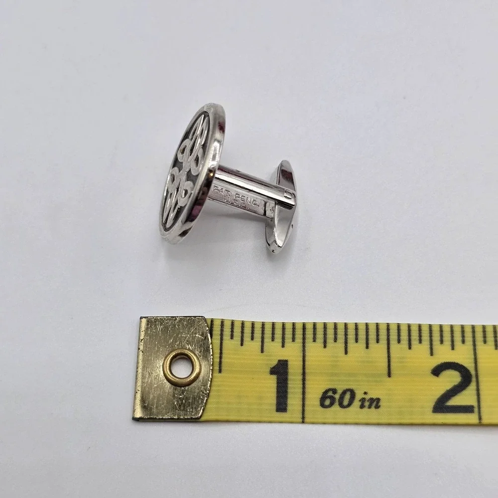 Foster Celtic Knot Cufflinks Silver Tone Round Men's Formal Wear Old Money